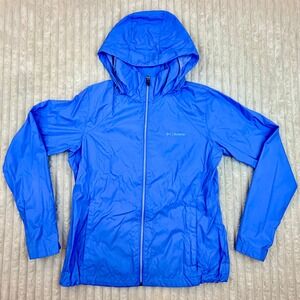 Columbia Sportswear Women's Blue‎ Lightweight Hooded Rain Jacket Size L